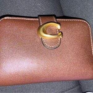 Coach Brown Tabby Wallet with Gold Clasp